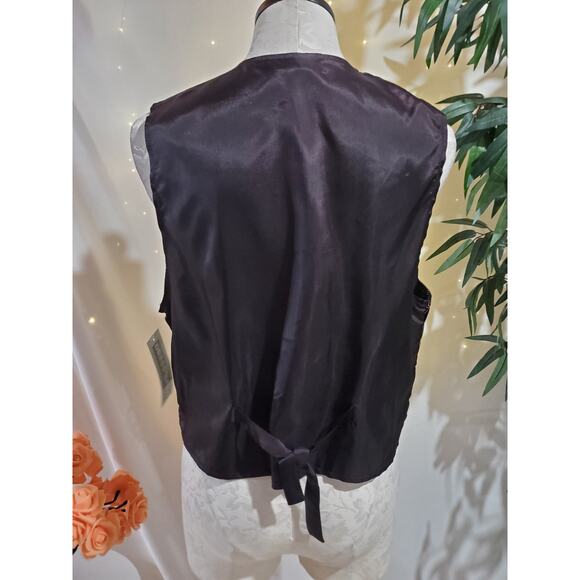 Dressbarn Vtg Velvet Glitter Sparkle Gold Button Waistcoat Vest Womens Sz L NWT - Picture 5 of 9